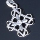925 STERLING SILVER GOTHIC CELTIC  CROSS ZIRCONIA GEM PENDANT