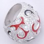 925 STERLIING SILVER COLORFUL ENAMEL CUBIC ZIRCONIA LADIES RING US 8.25, 7.5