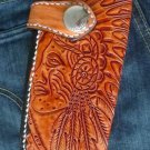 BIFOLD CARVED TRIBAL INDIAN CALF LEATHER OUTLAW CHOPPER WALLET