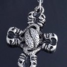 STAINLESS STEEL GOTHIC CROSS SKULL SNAKE GUITAR PLAYER BIKER PENDANT