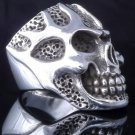 925 STERLING SILVER SKULL FLAME ROCKER BIKER RING US sz 11.5