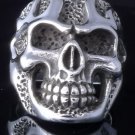 925 STERLING SILVER SKULL FLAME LOWRIDER KING RING US sz 10.5 NEW