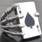 925 SILVER SKELETON ACE CARD DECK CLAW BIKER KING ROCKSTAR RING US sz 12