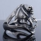 STAINLESS STEEL SKULL SABER TEETH CHOPPER RING US SZ 8