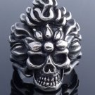 STAINLESS STEEL SKULL FLAME BIKER LOWRIDER RING US SZ 11