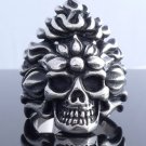 STAINLESS STEEL SKULL FLAME CHOPPER RING US SZ 8