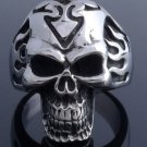 STAINLESS STEEL SKULL SYMBOL FLAME CHOPP ER RING US SZ 10 NEW