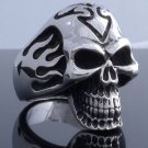 STAINLESS STEEL AMAZING SKULL SYMBOL FLAME RING US SZ 9