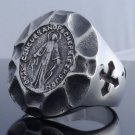 HUGE STAINLESS STEEL HOLY SAINT CROSS BIKER RING US SZ 10