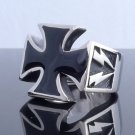 HUGE STAINLESS STEEL MALTESE CROSS LIGHTNING CHOPPER RING US SZ 10