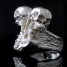 SILVER PLATED BIKER SKULL PISTON CHOPPER KING RING US sz 12.25