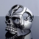 STAINLESS STEEL CRACKED TRIBAL SKULL MOTORCYCLE ROCKER RING US SZ 10