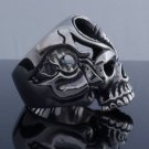 STAINLESS STEEL CRACKED TRIBAL SKULL CHOPPER RING US SZ 9