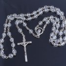925 Sterling Silver Crucifix Gothic Cross Glass Beads Rosary / 26" NEW