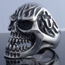 BIG HEAVY STAINLESS STEEL SKULL GOTHIC CROSS FLAME ROCKER BIKER RING US SZ 11