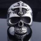 AMAZING STAINLESS STEEL SKULL JAW GOTHIC CROSS ROCKSTAR RING US SZ 10