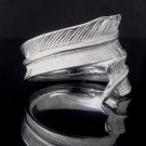 Custom Unisex Plated Silver Feather Ring US sz 12