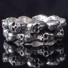 925 STERLING SILVER SKULL CHOPPER MOTORCYCLE RING US sz 11.5