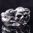 925 SILVER SKULL CUSTOM CLAW HEART BIKER RING US sz 9.5