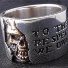 925 STERLING SILVER HALF SKULL ROCKER RING US sz 14