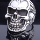 AMAZING 925 STERLING SILVER SKULL HEAVY BIKER RING US sz 11.5