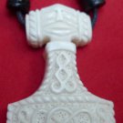 CARVED BUFFALO THOR HAMMER NECKLACE WITH STRING ADJUSTABLE