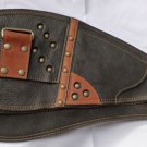 BLACK / BROWN LADIES TRAVEL CALF LEATHER BIKER SHOULDER BAG w. Zipper