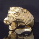 GOLD PLATED TIGER HEAD BIKER ROCKER CHOPPER RING US SZ 10