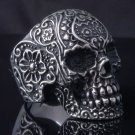 STAINLESS STEEL AMAZING TRIBAL FLOWER SKULL CHOPPER ROCK STAR RING US SZ 10