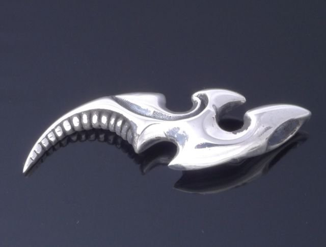 925 Sterling Silver Fish Hook Biker Chopper Pendant