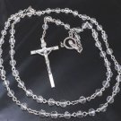 925 Sterling Silver Crucifix Gothic Cross Glass Beads Rosary 52cm  / 20" NEW
