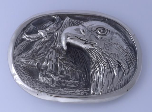 STAINLESS STEEL EAGLE BIKER CHOPER ROCKSTAR BELT BUCKLE