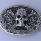 STAINLESS STEEL SKULL BONE CROSS FLAME BIKER CHOPER ROCKSTAR BELT BUCKLE