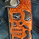 BIFOLD CARVED SKULL PYTHON DESIGN BLACK CALF LEATHER OUTLAW WALLET