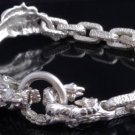 FANCY DRAGON CLAW 925 SILVER PLATED SOLID HEAVY BIKER BRACELET 8.5"