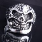 STAINLESS STEEL AMAZING SKULL PIPE CHOPPER ROCKSTAR RING US SZ 8