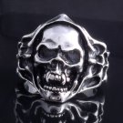 STAINLESS STEEL AMAZING SKULL FLAME CHOPPER ROCK STAR RING US SZ 10