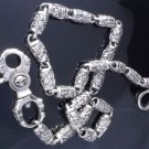 CUSTOM 925 STERLING SILVER TRIBAL SKULL CLASP BIKER CHOPPER WALLETCHAIN 23.5"