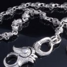 925 SILVER DRAGON CLAW SKULL LINK BIKER CHOPPER HOOK ROCKSTAR WALLETCHAIN 24.5