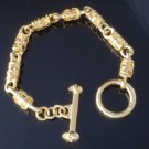 CUSTOM GOLD PLATED MALTESE IRON CROSS SKULL CLASP BIKER BRACELET 8"