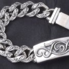 TATTOO ROCKER BIKER SOLID 925 STERLING SILVER BRACELET 9"