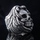 925 STERLING SILVER ENCRUSTED SKULL MOTORCYCLE BIKER RING US sz 8