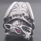 925 STERLING SILVER HEAVY AND SOLID WOLF HEAD BIKER KING RING US sz 10.25
