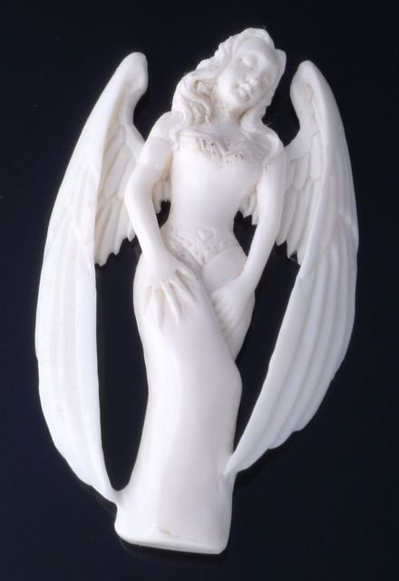 CARVED BUFFALO BONE ANGEL WING PENANT