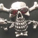 925 STERLING SILVER SKULL BONE ROSE LIVE TO RIDE MUSICIAN GARNET PENDANT