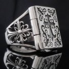 925 STERLING SILVER AMAZING GOTHIC CROSS BOOK BIKER KING RING US sz 10.25