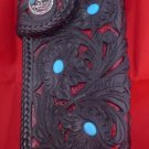 BIFOLD CARVED TRIBAL RED PYTHON SKIN ROCK STAR BIKER CHOPPER CALF LEATHER WALLET