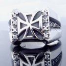 MALTESE IRON CROSS 925 SILVER ZIRCONIA LORD OF KINGS CHOPPER RING US SZ 7 TO 15