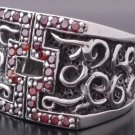 925 SILVER TRIBAL RED LIVE TO RIDE MEDIEVAL GEM BIKER 30gr RING US sz 7 to 15