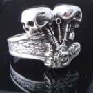 PISTON SKULL 925 STERLING SILVER CHOPPER TRIBAL BAND RING US SZ 6-15